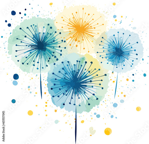 vector happy new year fireworks. blue confetties. new year decoration vector illustration on white background. AI generated illustration
