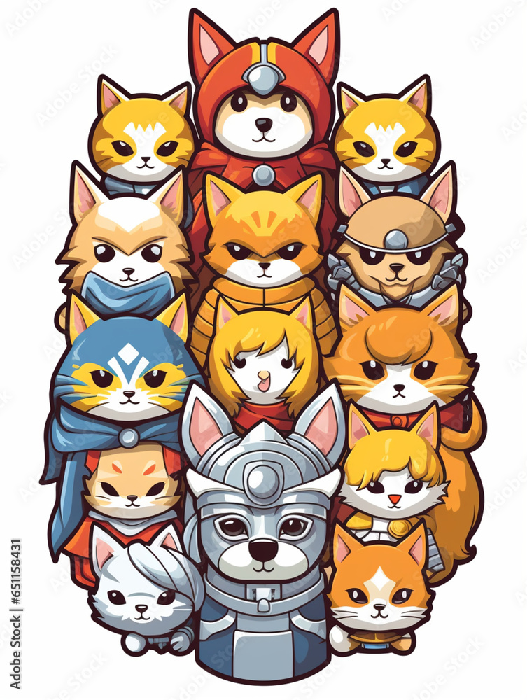 Fototapeta premium animals medieval soldiers cartoon design vector