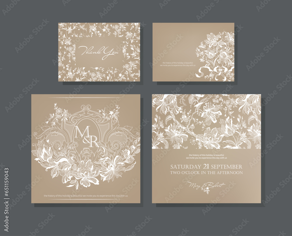 invitation card in romantic lace style	