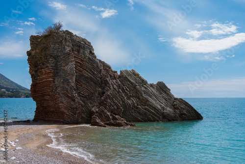 Rock in sea shore, seascape in Montenegro