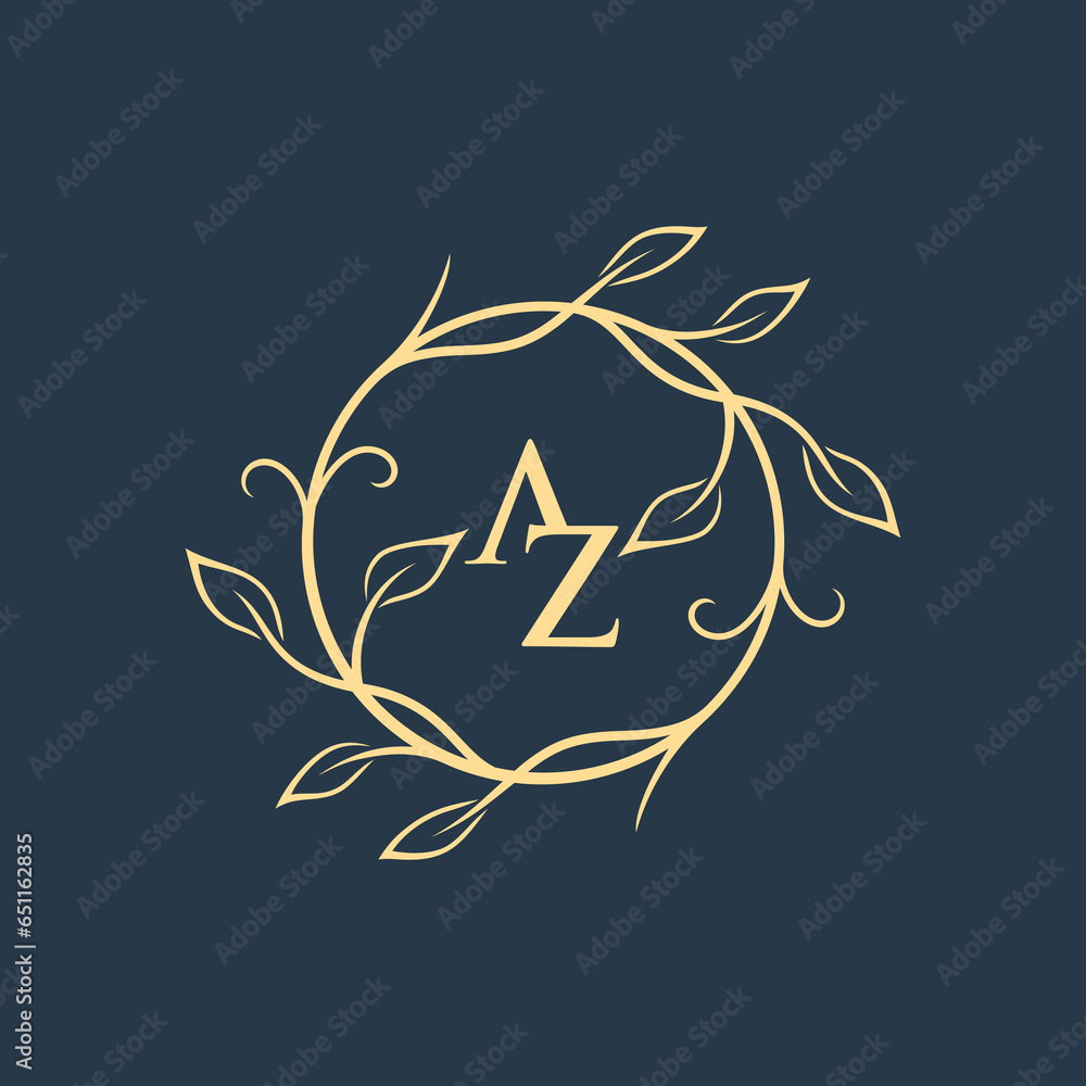 Obraz premium ISOLATED LEAF MONOGRAM, MONOGRAM LOGOS, ISOLATED BACKGORUND, LUXURY