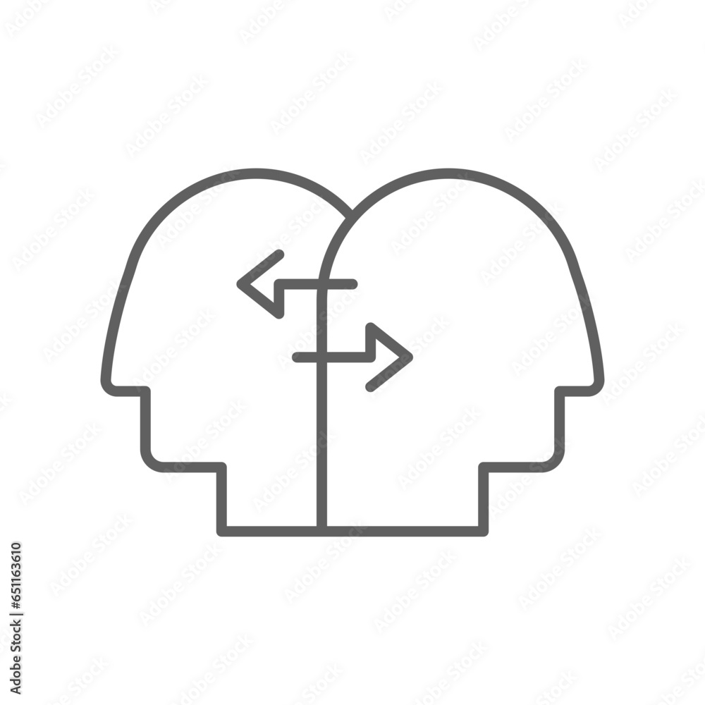 Business Concepts Interpersonal relationship line icon. Social capital, empathy, Two people interacting, associating each other. Editable stroke Vector illustration Design Business Concepts Interpersonal relationship line icon. Social capital, empathy, Two people interacting, associating each other. Editable stroke Vector illustration Design