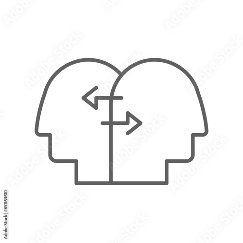 Business Concepts Interpersonal relationship line icon. Social capital, empathy, Two people interacting, associating each other. Editable stroke Vector illustration Design