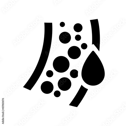 Blood vessel glyph icon. Bloods Capillary tube, Human circulatory system flow in vein. Simple pictogram for science, Body anatomy Symbol. Vector illustration. Design