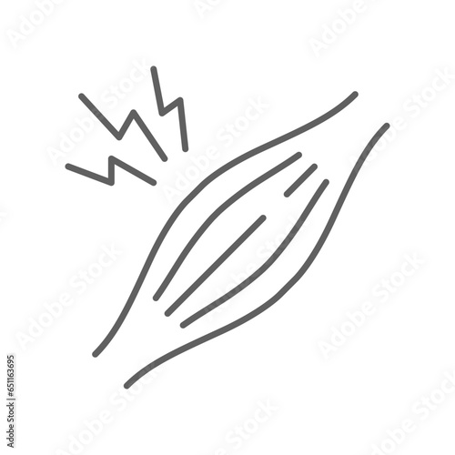 Muscle pain thin line icon. Muscular pain, rheumatism anatomy symbol. Body ache Healthcare and medical problem. Editable stroke. Vector illustration. Design