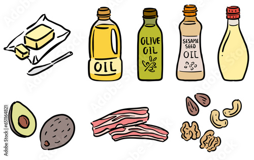 脂質　イラストセット　栄養