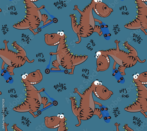 dinosaurus color pattern on yellow background. Vector illustration
