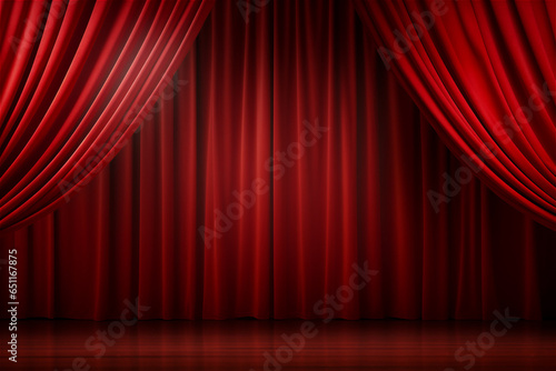 red Theatrical drapes curtains on stage