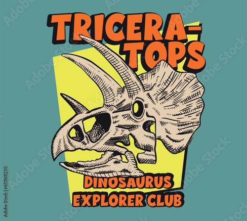 Dinosaurus skul vector illustrations. For t-shirt prints and other uses