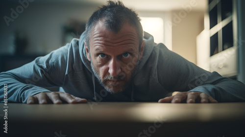 Haunting image, a man is captured in a moment of profound emotional distress, crouched and seemingly besieged by inner turmoil, shedding light ON  challenges of mental health. © BCFC