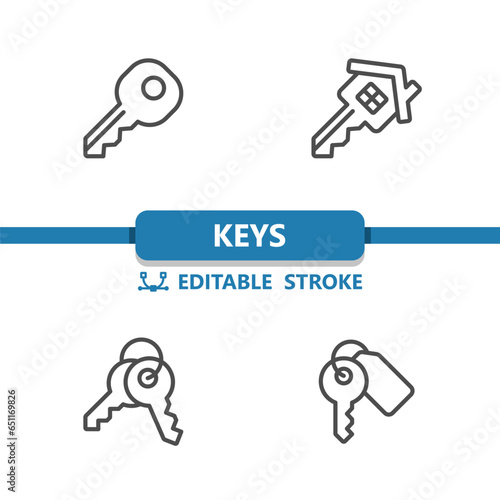 Keys Icons. Key, Keychain, Key Fob, Keyring Icon
