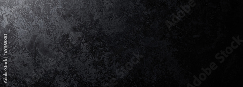 Black abstract textured background with stains and scratches. Wall and floor grunge style