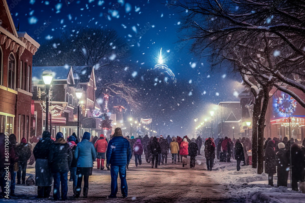 Small Town New Year Celebration - crowd watching