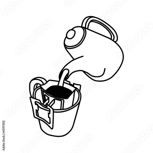 Drip Coffee Bag Brewing Illustration Drawing