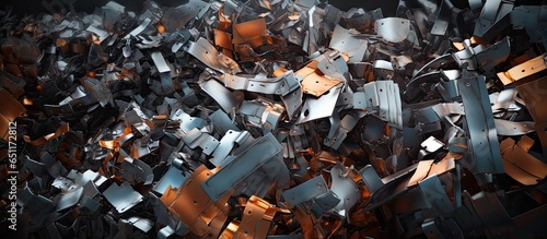 Recycled industrial scrap used to create new metal representing the concept of waste recycling and industry