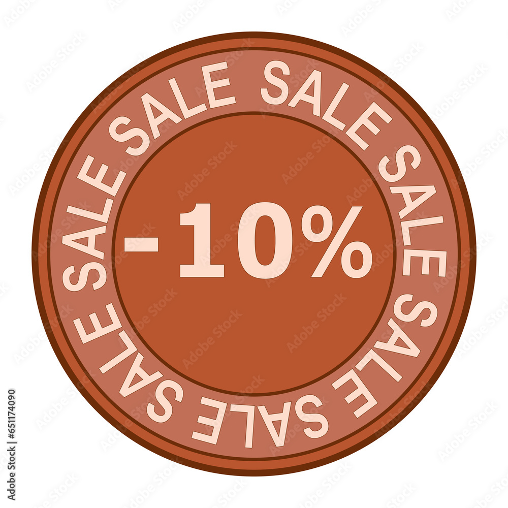 round sale stamp autumn fall orange colours -10% sale without background