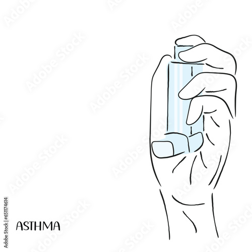 hand holding an inhaler for asthma