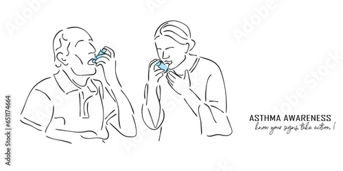 people having asthma using inhaler 