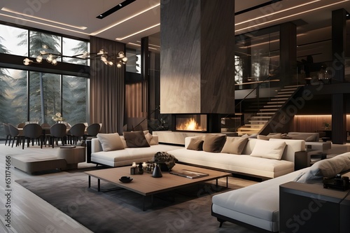 living room with a fireplace interior, room, home © Sadia