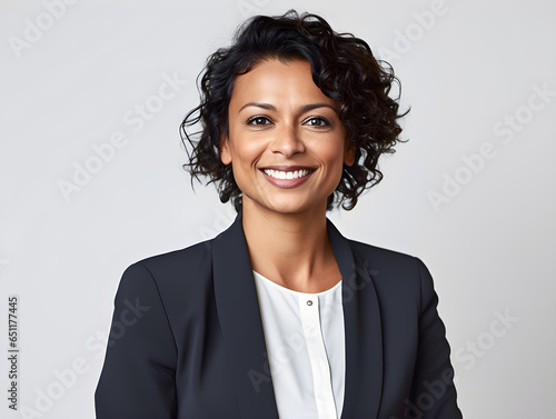 portrait of a smart young business smiling woman with no background 