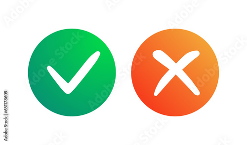 Yes and no vector symbol isolated on white background for presentation, interface, feedback, vote, test, exam 10 eps