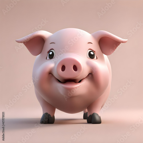 3D image cute pig.