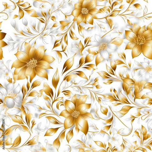 Gold floral pattern bright pastel color insanely details AI Generated