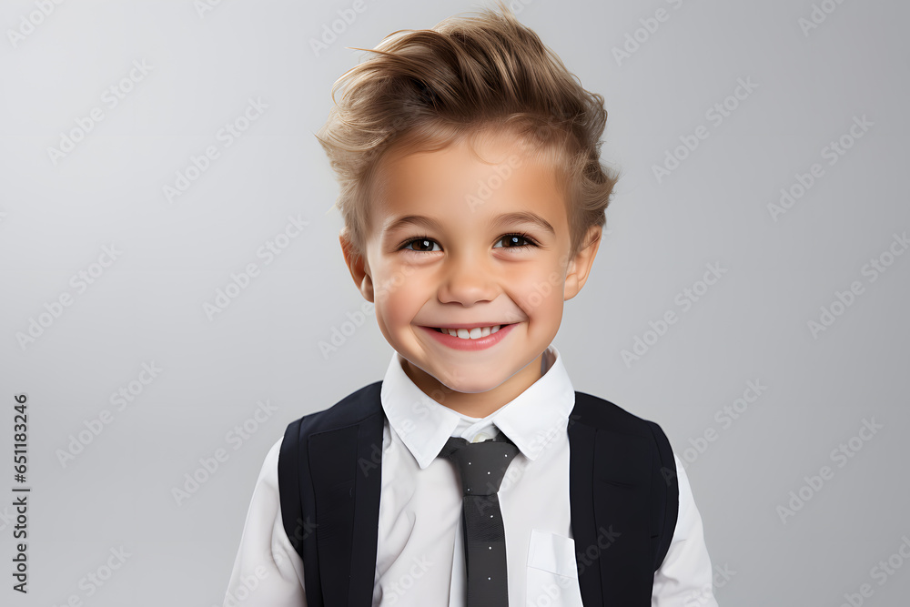 Portrait of cute child boy isolated on light grey background Portrait of cute child boy isolated on light grey background