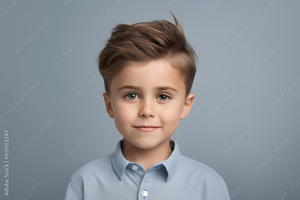 Portrait of cute child boy isolated on light grey background Portrait of cute child boy isolated on light grey background