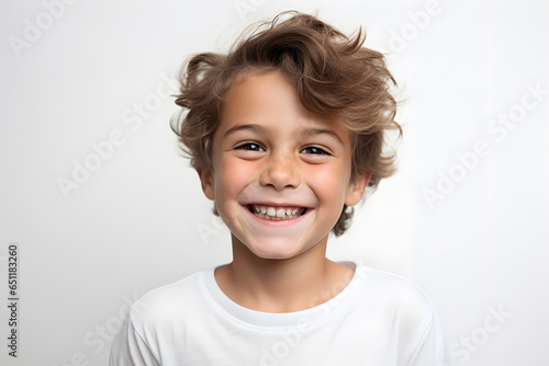 Portrait of cute child boy isolated on white background
