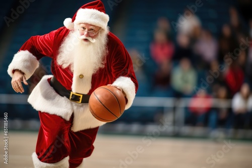 Santa claus ready to play basketball for Christmas © romanets_v