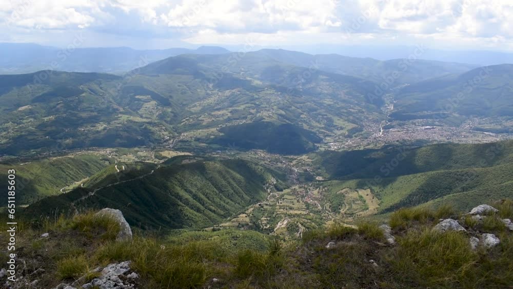 View from mountain Vlašić toward valley, landscape of mountain during cloud day View from mountain Vlašić toward valley, landscape of mountain during cloud day