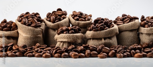 Fresh coffee beans in bags