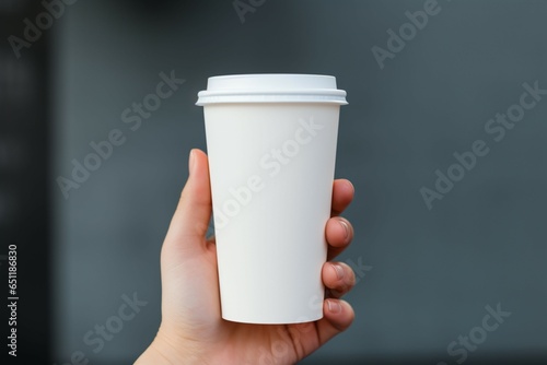 Hand clasps a clean, disposable white cup, ready for a refreshing drink
