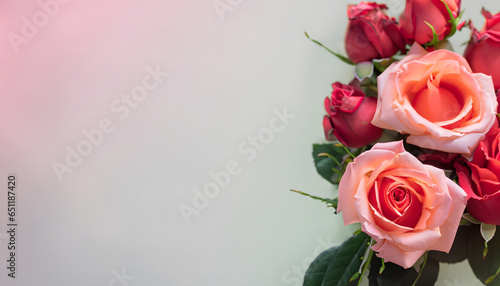 Valentine s Day Roses  Romantic Red Blooms with Copy Space