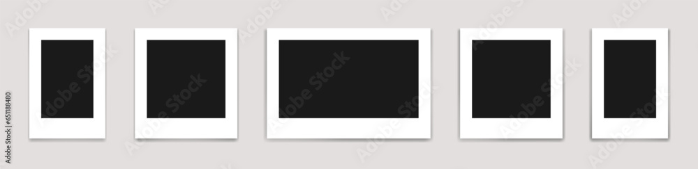 Set of photo frame mockups. Photo album template. Empty image for memory. Blank realistic postcard. Set of photo frame mockups. Photo album template. Empty image for memory. Blank realistic postcard.