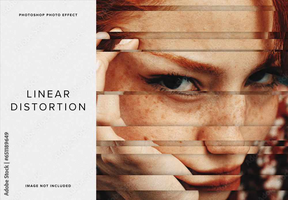 Linear Distortion Image Effect Mockup Stock Template | Adobe Stock