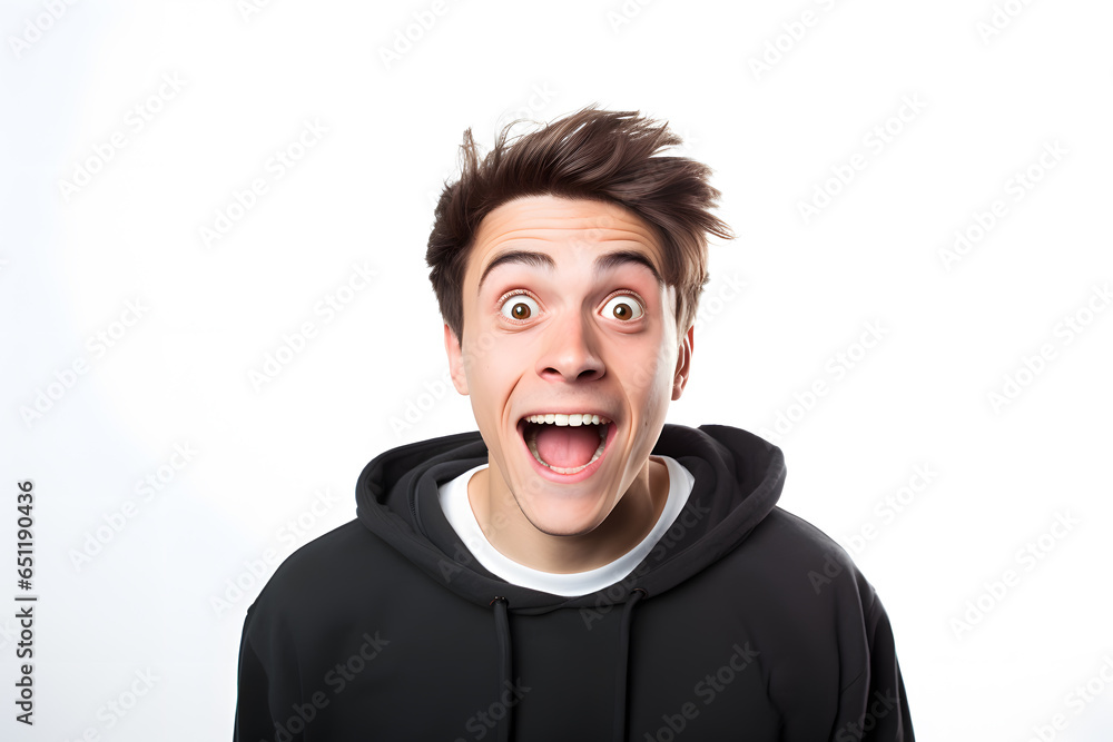 Portrait of shocked or surprised man isolated on whie background Portrait of shocked or surprised man isolated on whie background