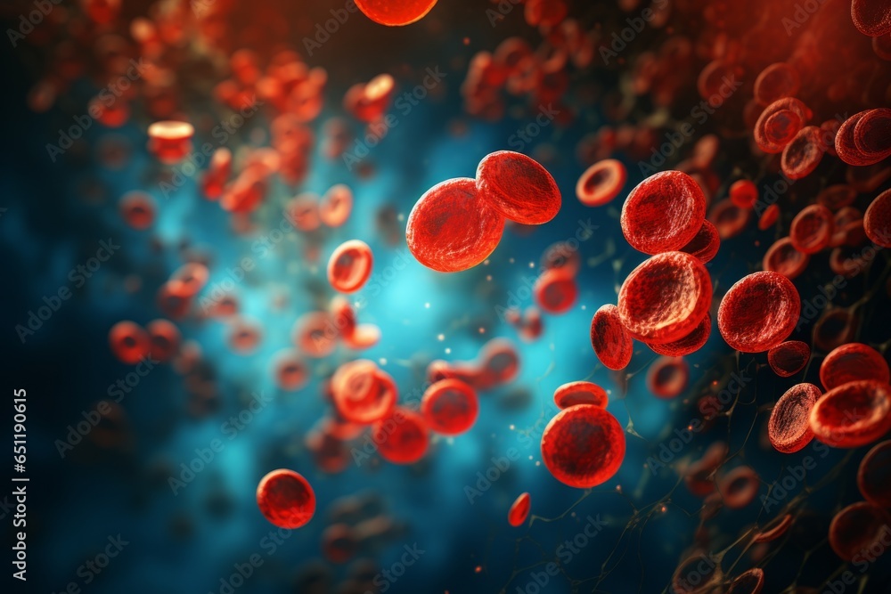 Φωτογραφία Red blood cells arterial blood stream health biology anatomy physiology microsco