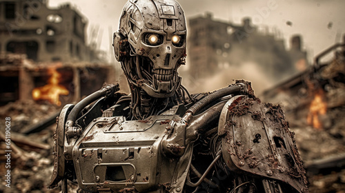 a scary machine robot, meta...