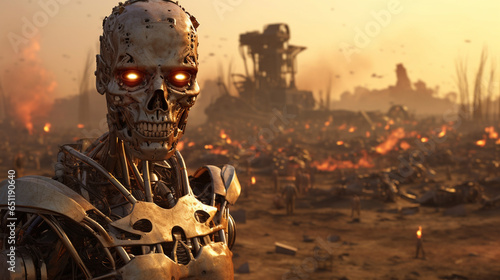A scary robot with artifici...