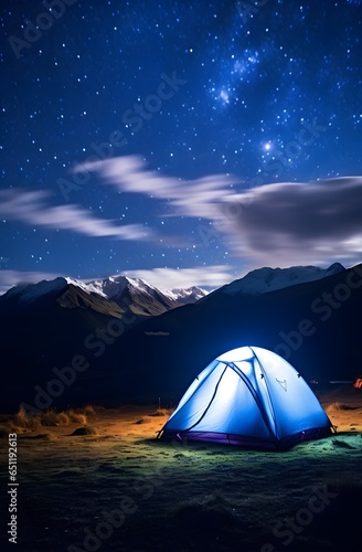 Alpine Escapade: Night Camp Sky with Milky Way's Brilliance