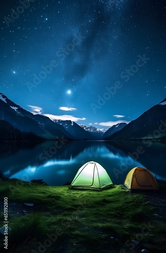 Starry Wilderness: Tent Camping with the Milky Way Above © czphoto