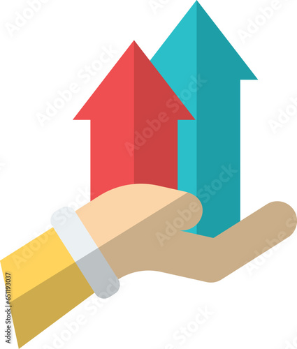high return icon. Hand and profit icon
