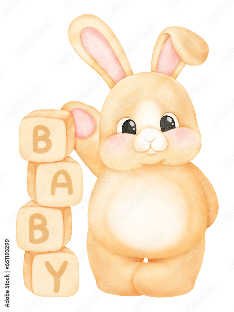 Fototapeta premium bunny and baby blocks