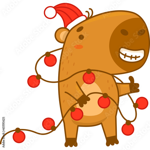 Christmas  capybara  with garland