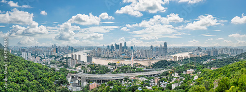 High angle panorama of Chongqing city skyline