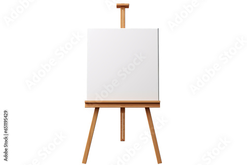 Retro white paper art design template with classic wooden artists easel on transparency background.