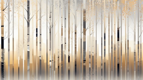  a painting of a forest filled with lots of tall trees. generative ai