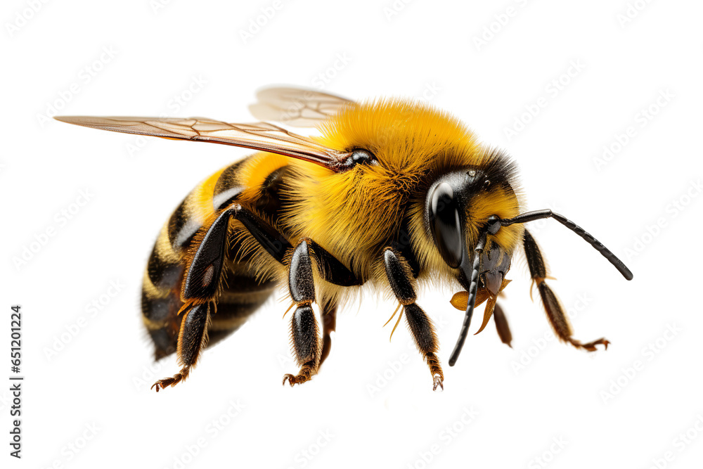 Bee isolated on transparency background - obrazy, fototapety, plakaty 